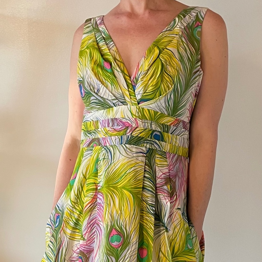 Nanette Lepore Peacock Print Cotton Sundress